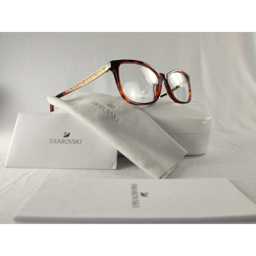 Swarovski‎ SK 5412 052 Havana Tortoise Crystal Eyeglass Frames 54-15-140 NWT